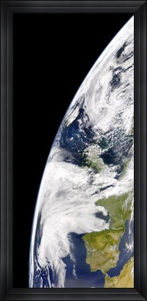 Framed View of Earth from Space Showing Phytoplankton Bloom Between Iceland and the United Kingdom Print
