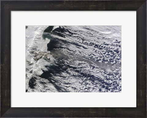 Framed Satellite view of an Ash Plume Rising from Russia&#39;s Shiveluch volcano Print