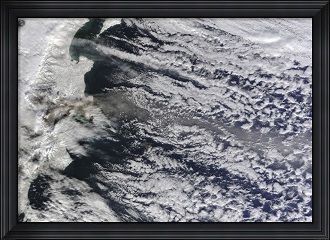 Framed Satellite view of an Ash Plume Rising from Russia&#39;s Shiveluch volcano Print