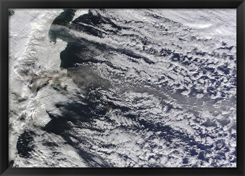 Framed Satellite view of an Ash Plume Rising from Russia&#39;s Shiveluch volcano Print