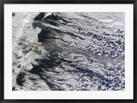 Framed Satellite view of an Ash Plume Rising from Russia&#39;s Shiveluch volcano Print