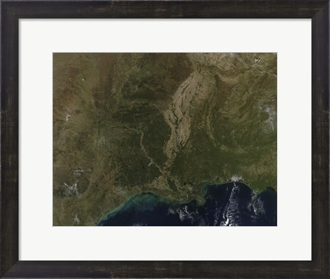 Framed Cloud-free view of the Southern United States Print