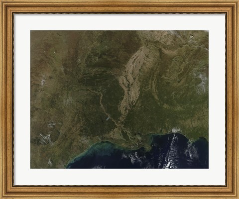 Framed Cloud-free view of the Southern United States Print