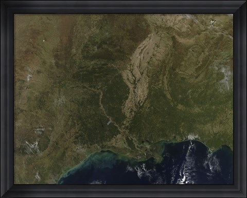 Framed Cloud-free view of the Southern United States Print