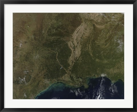 Framed Cloud-free view of the Southern United States Print