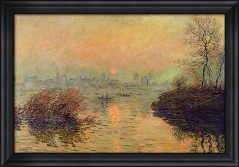 Framed Sun Setting over the Seine at Lavacourt. Winter Effect, 1880 Print