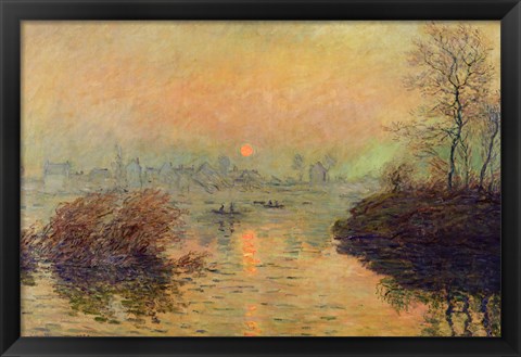 Framed Sun Setting over the Seine at Lavacourt. Winter Effect, 1880 Print