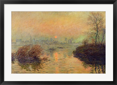 Framed Sun Setting over the Seine at Lavacourt. Winter Effect, 1880 Print