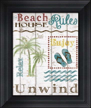 Framed Beach House Rules Print