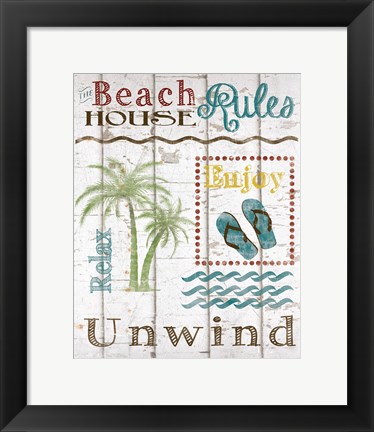 Framed Beach House Rules Print