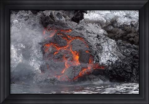 Framed Lava Flows from the Yemeni Island of Jazirat at-Tair after the Island Erupted Print