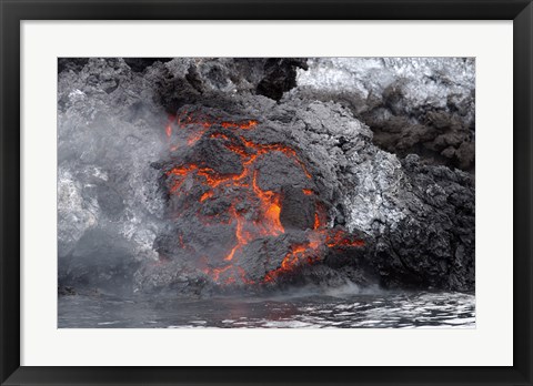 Framed Lava Flows from the Yemeni Island of Jazirat at-Tair after the Island Erupted Print