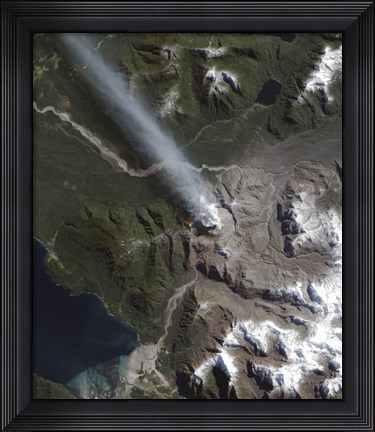 Framed Natural Color view of the Chaiten Volcano Print
