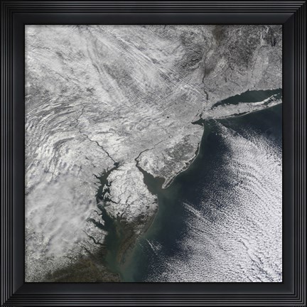 Framed Satellite view of a Nor'easter Snow Storm over the Mid-Atlantic and Northeastern United States Print