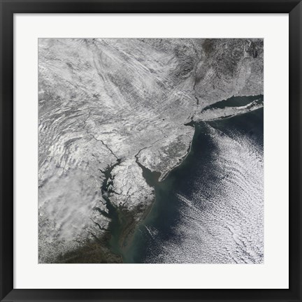 Framed Satellite view of a Nor&#39;easter Snow Storm over the Mid-Atlantic and Northeastern United States Print