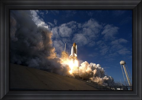 Framed Space Shuttle Atlantis Lifts off from the Launch pad at Kennedy Space Center, Florida Print