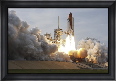Framed Space Shuttle from Kennedy Space Center Takes Off Print