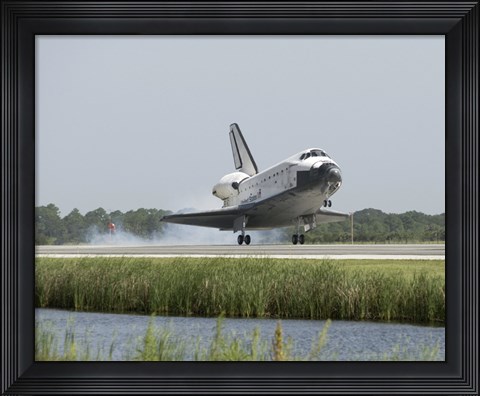 Framed Space Shuttle Endeavour touches down on the runway Print