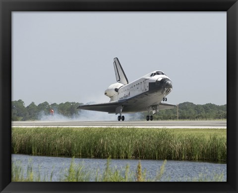 Framed Space Shuttle Endeavour touches down on the runway Print