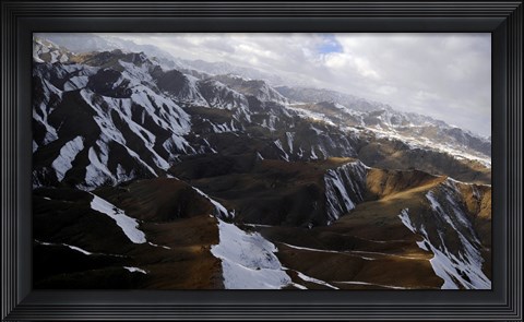 Framed Aerial view over Mountains in Afghanistan Print