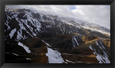 Framed Aerial view over Mountains in Afghanistan Print