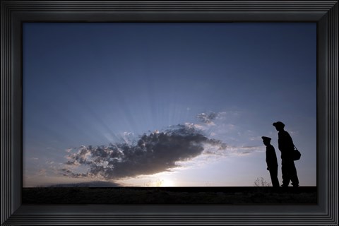 Framed Russian Security Patrol the Railroad Tracks Print