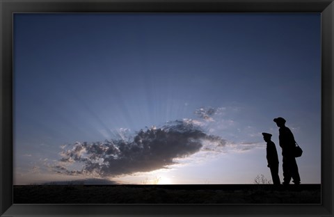 Framed Russian Security Patrol the Railroad Tracks Print