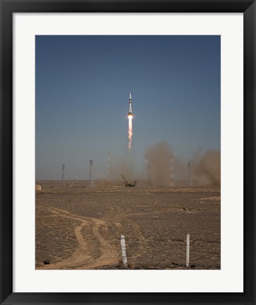 Framed Soyuz TMA-16 Launches from the Baikonur Cosmodrome in Kazakhstan Print