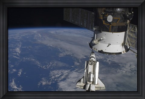 Framed Space Shuttle Endeavour as it Approaches a Docked Russian Spacecraft Print
