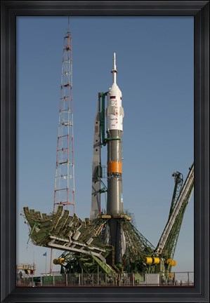 Framed Soyuz Rocket Shortly after Arrival to the Launch pad at the Baikonur Cosmodrome Print