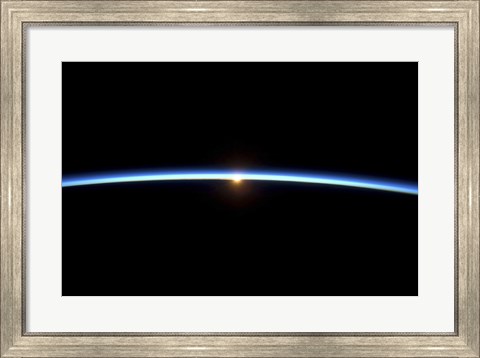 Framed Thin line of Earth&#39;s Atmosphere and the Setting Sun Print