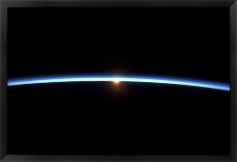 Framed Thin line of Earth&#39;s Atmosphere and the Setting Sun Print