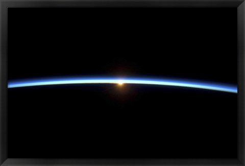 Framed Thin line of Earth&#39;s Atmosphere and the Setting Sun Print