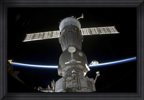 Framed Earth&#39;s Limb Intersects a Soyuz Spacecraft Print