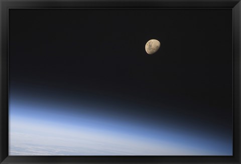 Framed Gibbous Moon Visible above Earth&#39;s Atmosphere Print