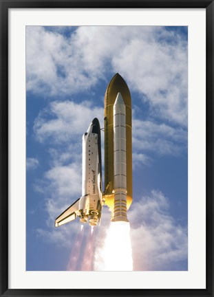 Framed Space Shuttle Atlantis Lifts off from its Launch Pad Print