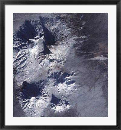 Framed Bezymianny Volcano Exhibits a Modest Plume Print