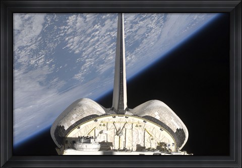Framed partial view of Space Shuttle Endeavour Backdropped by Earth&#39;s horizon Print