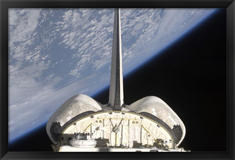 Framed partial view of Space Shuttle Endeavour Backdropped by Earth&#39;s horizon Print