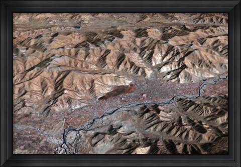 Framed Three-Dimensional view of the Landscape of Lhasa, Tibet Print