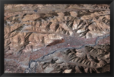 Framed Three-Dimensional view of the Landscape of Lhasa, Tibet Print