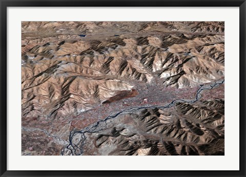 Framed Three-Dimensional view of the Landscape of Lhasa, Tibet Print