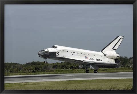 Framed Space Shuttle Endeavour Touches down on the Runway at Kennedy Space Center Print
