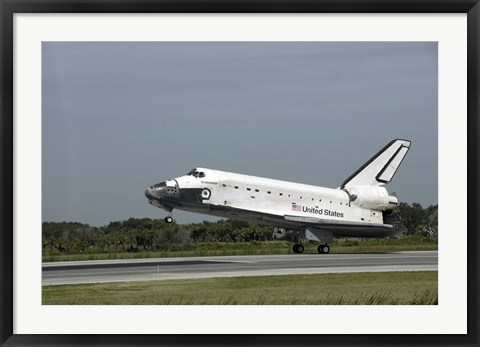 Framed Space Shuttle Endeavour Touches down on the Runway at Kennedy Space Center Print