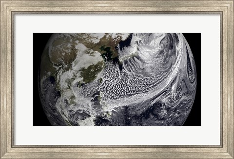 Framed January 2, 2009 - Cloud Simulation of a Single Day Centered Over the Western Pacific Print
