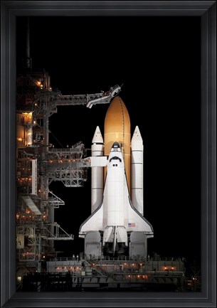 Framed Space shuttle Atlantis Sits Ready on its Launch Pad at Kennedy Space Center, Florida Print