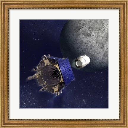 Framed Artist&#39;s Illustration of the Lunar Crater Observation and Sensing Satellite Print