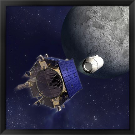 Framed Artist&#39;s Illustration of the Lunar Crater Observation and Sensing Satellite Print