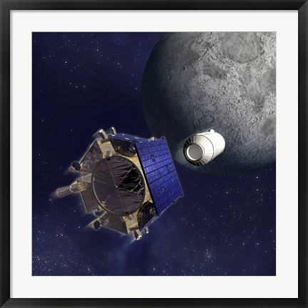 Framed Artist&#39;s Illustration of the Lunar Crater Observation and Sensing Satellite Print