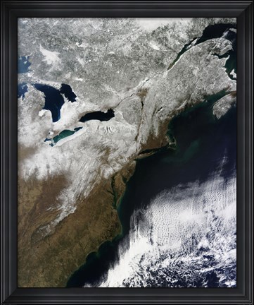 Framed Snow Cover Stretching from Canada Southward to West Virginia Print